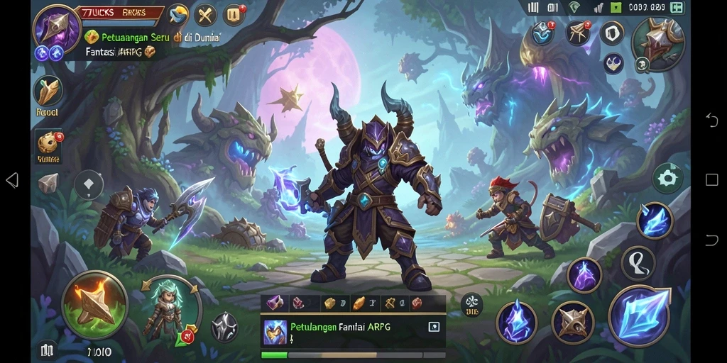 Tampilan gameplay seru di 77LUCKS dengan pertarungan intens.