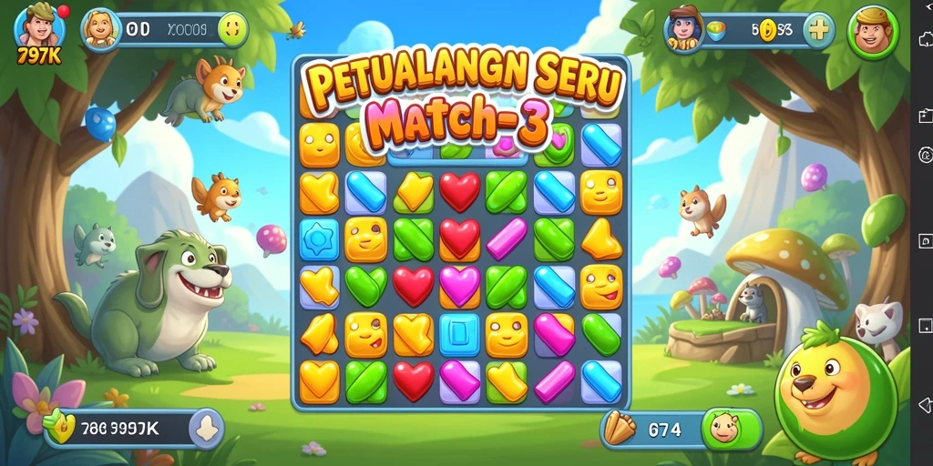 Tampilan menarik dan dinamis dari permainan Match-3 797K.