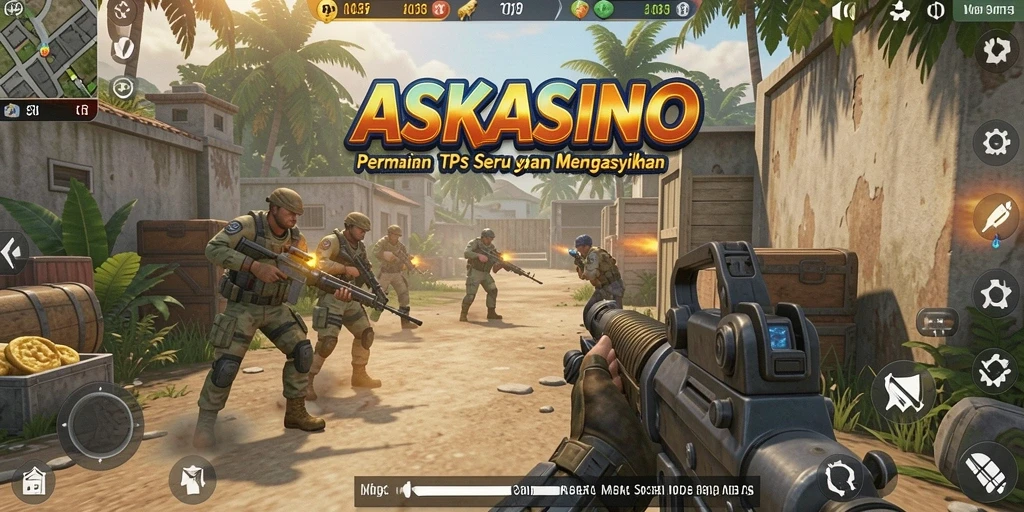 Screenshot ASKASINO yang menunjukkan aksi permainan TPS yang seru.