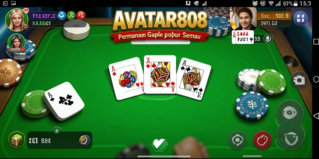 Tampilan gameplay seru dari AVATAR808 yang menonjolkan strategi Gaple.