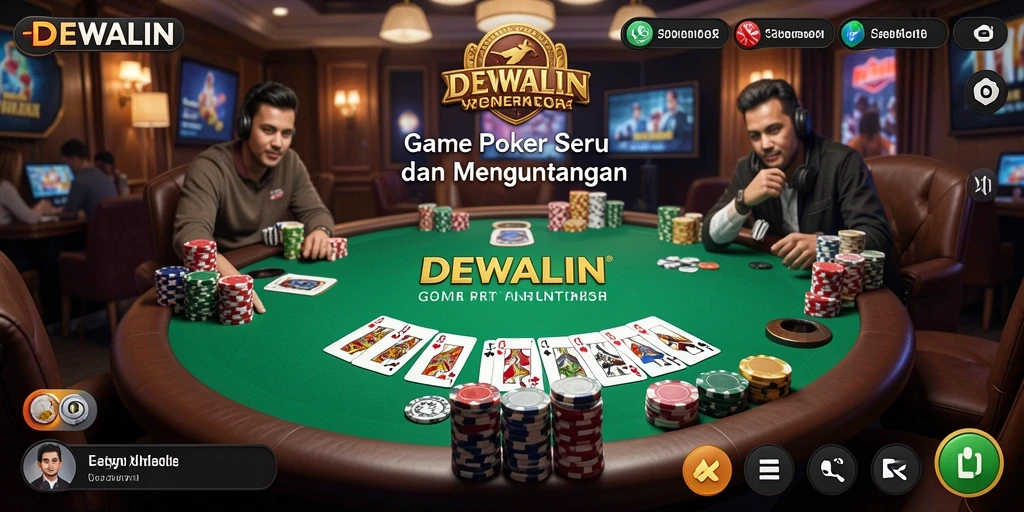 Tampilan screenshot dari gameplay seru DEWALIN di meja poker.