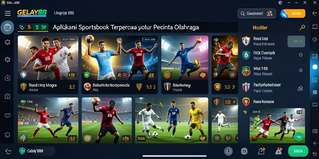 Screenshot utama GELAY88 menampilkan antarmuka sportsbook yang menarik dan informatif.