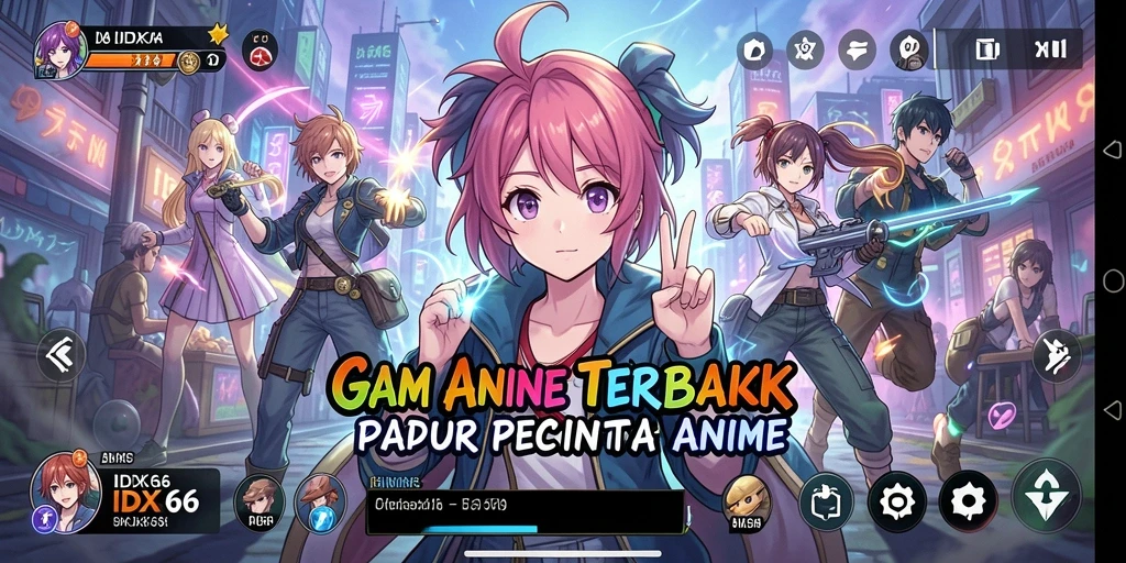 Screenshot utama IDX66 menampilkan aksi karakter anime yang seru.