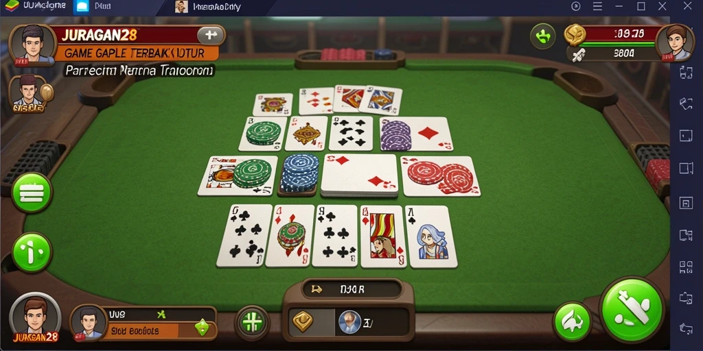 Screenshot menampilkan gameplay seru di JURAGAN28 saat bermain Gaple.