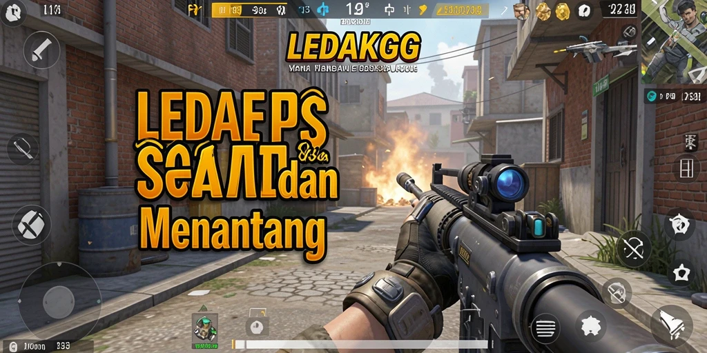 Screenshot utama LEDAKGG menampilkan aksi gameplay yang mendebarkan.