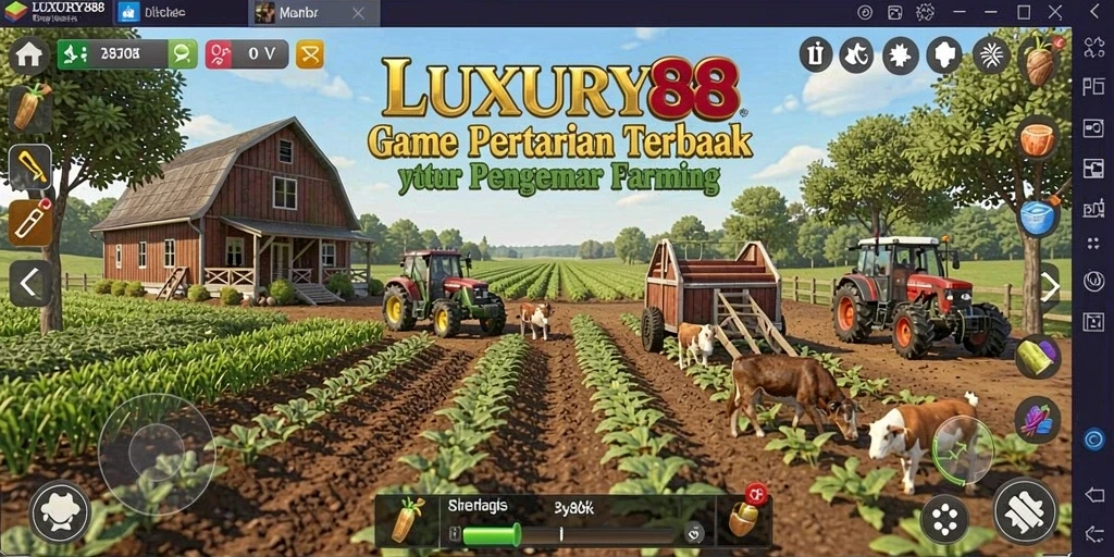 Tampilan screenshot utama LUXURY88 menampilkan aktivitas menyenangkan dalam pertanian.
