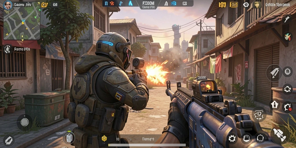 Tampilan seru gameplay P200M dengan aksi tembak-menembak yang mendebarkan.