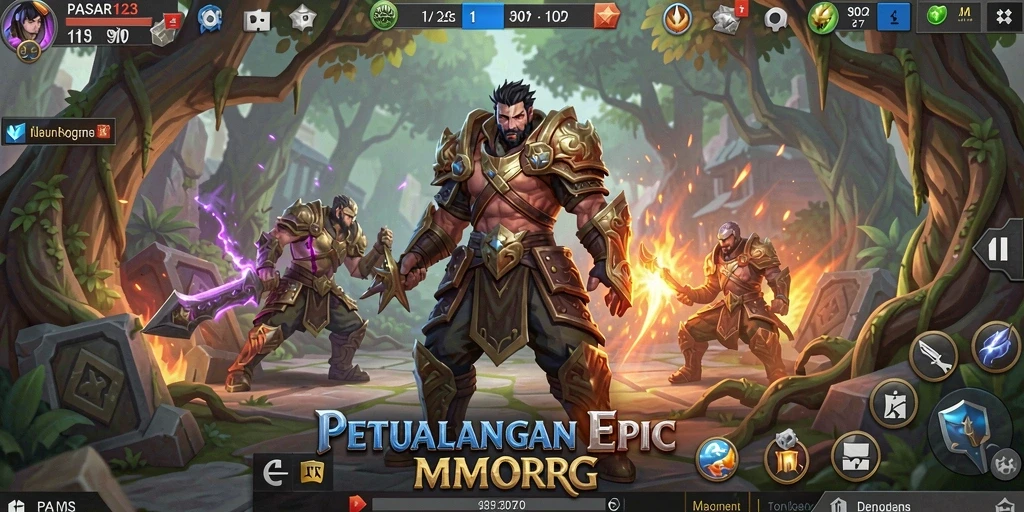 Tampilan gameplay seru dalam PASAR123 dengan petualangan MMORPG yang menarik.