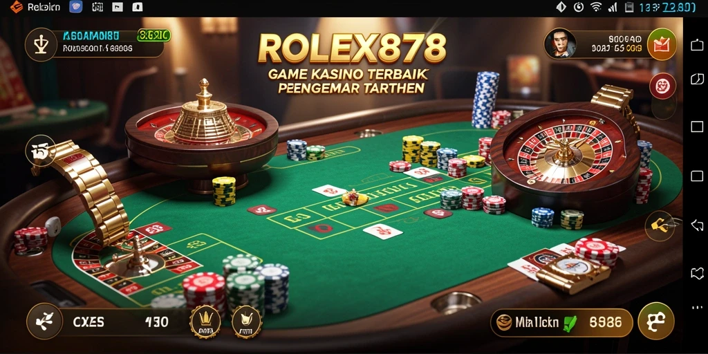 Screenshot gameplay ROLEX878 menunjukkan suasana Kasino yang mengesankan.