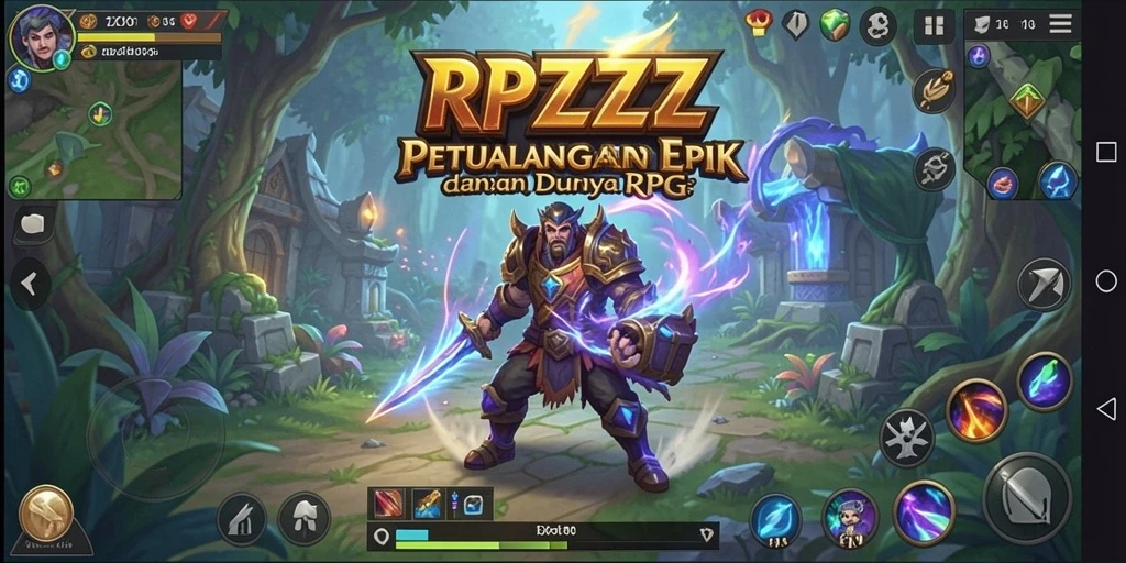 Tangkapan layar utama RPZZZ menampilkan aksi petualangan RPG yang seru.