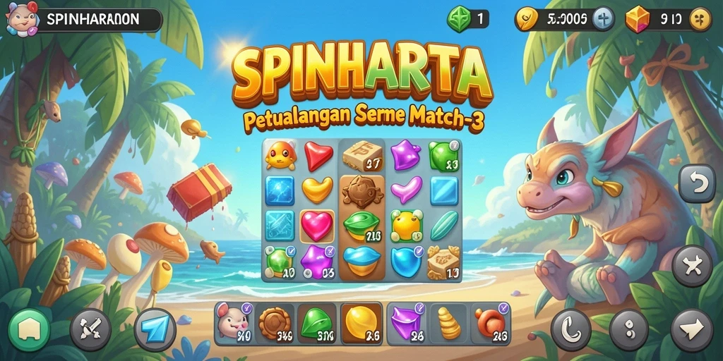 Tampilan gameplay seru dalam SPINHARTA dengan banyak level menantang.
